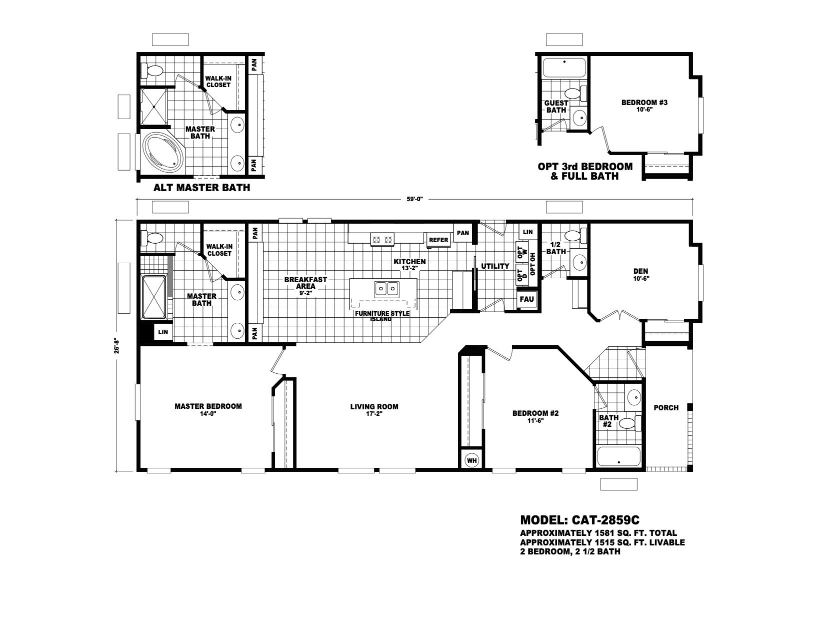 Homes Direct Modular Homes - Model CAT2859C - Floorplan
