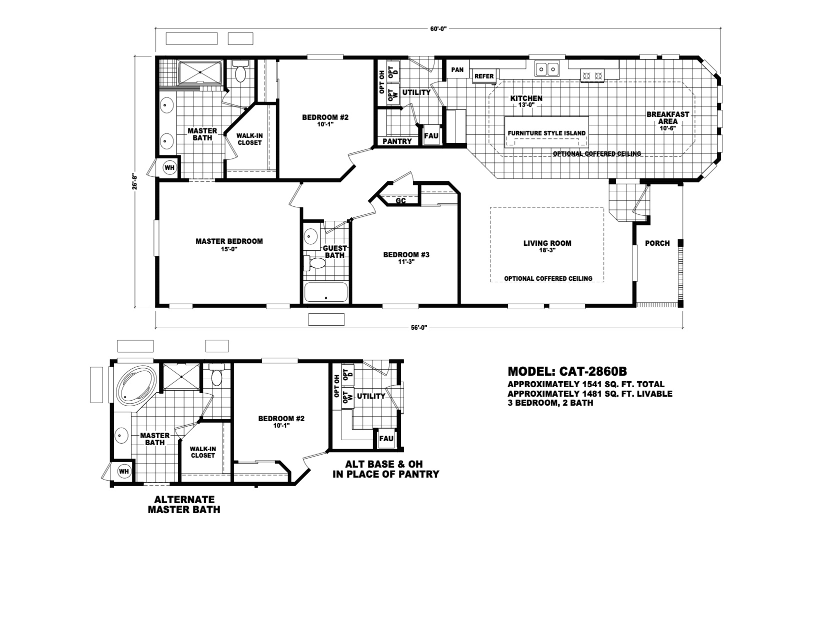 Homes Direct Modular Homes - Model CAT2860B - Floorplan