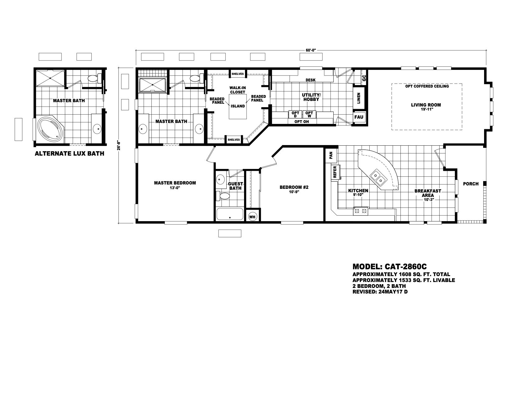 Homes Direct Modular Homes - Model CAT2860C - Floorplan