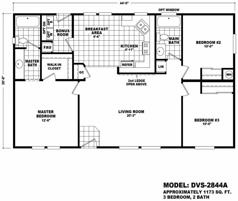 Homes Direct Modular Homes - Model DVS2844A - Floorplan