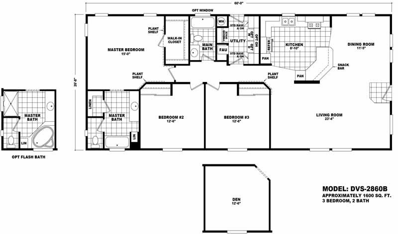 Homes Direct Modular Homes - Model DVS2860B - Floorplan