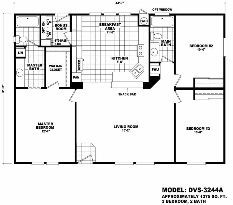 Homes Direct Modular Homes - Model DVS3244A - Floorplan