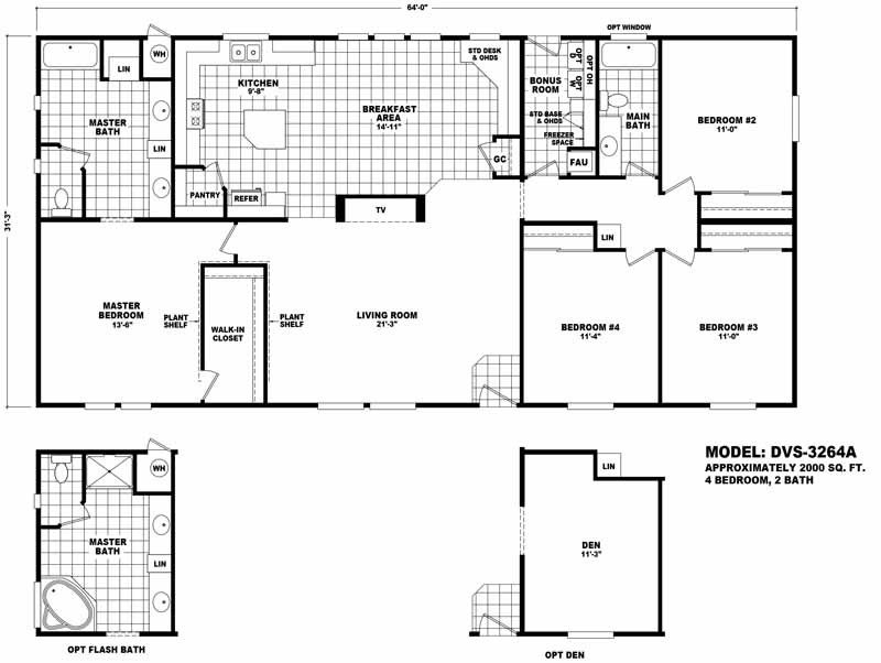 Homes Direct Modular Homes - Model DVS3264A - Floorplan