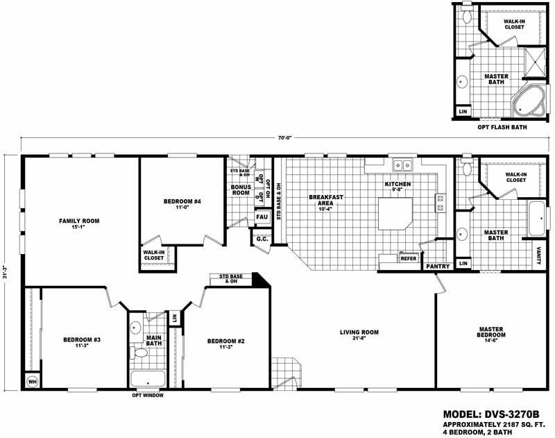 Homes Direct Modular Homes - Model DVS3270B - Floorplan