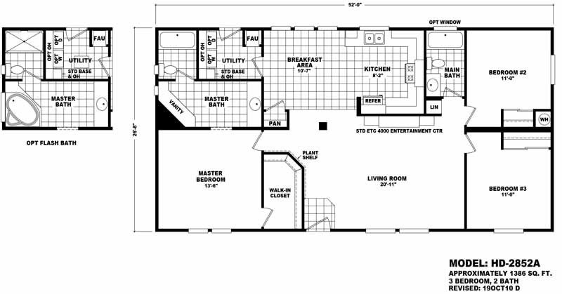 Homes Direct Modular Homes - Model HD2852A - Floorplan