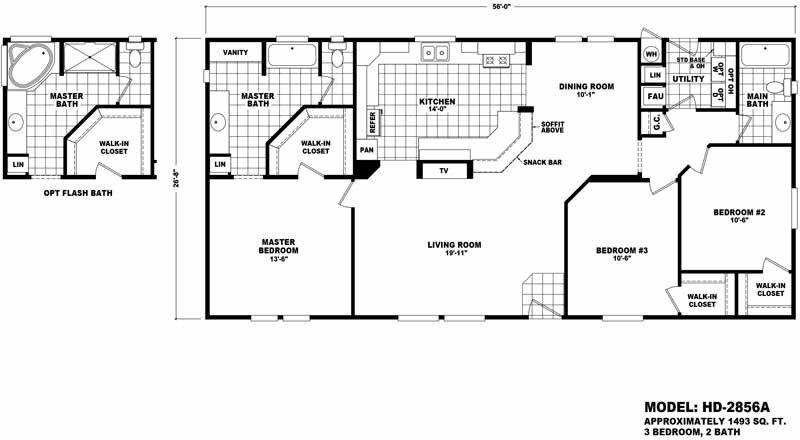 Homes Direct Modular Homes - Model HD2856A - Floorplan