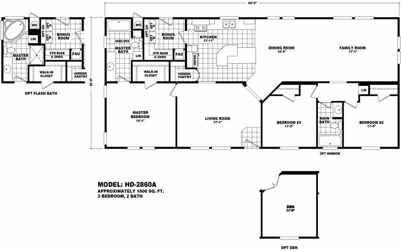 Homes Direct Modular Homes - Model HD2860A - Floorplan