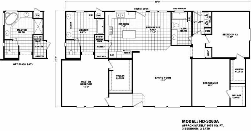 Homes Direct Modular Homes - Model HD3260A - Floorplan