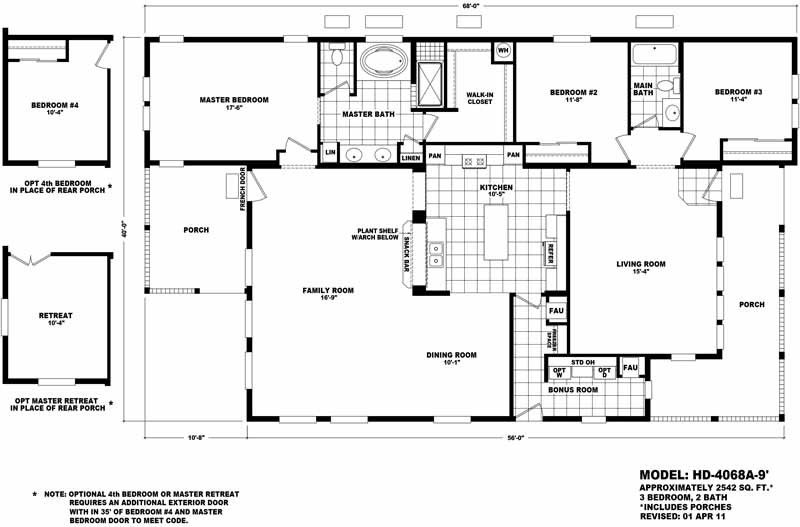 Homes Direct Modular Homes - Model HD4068A - Floorplan