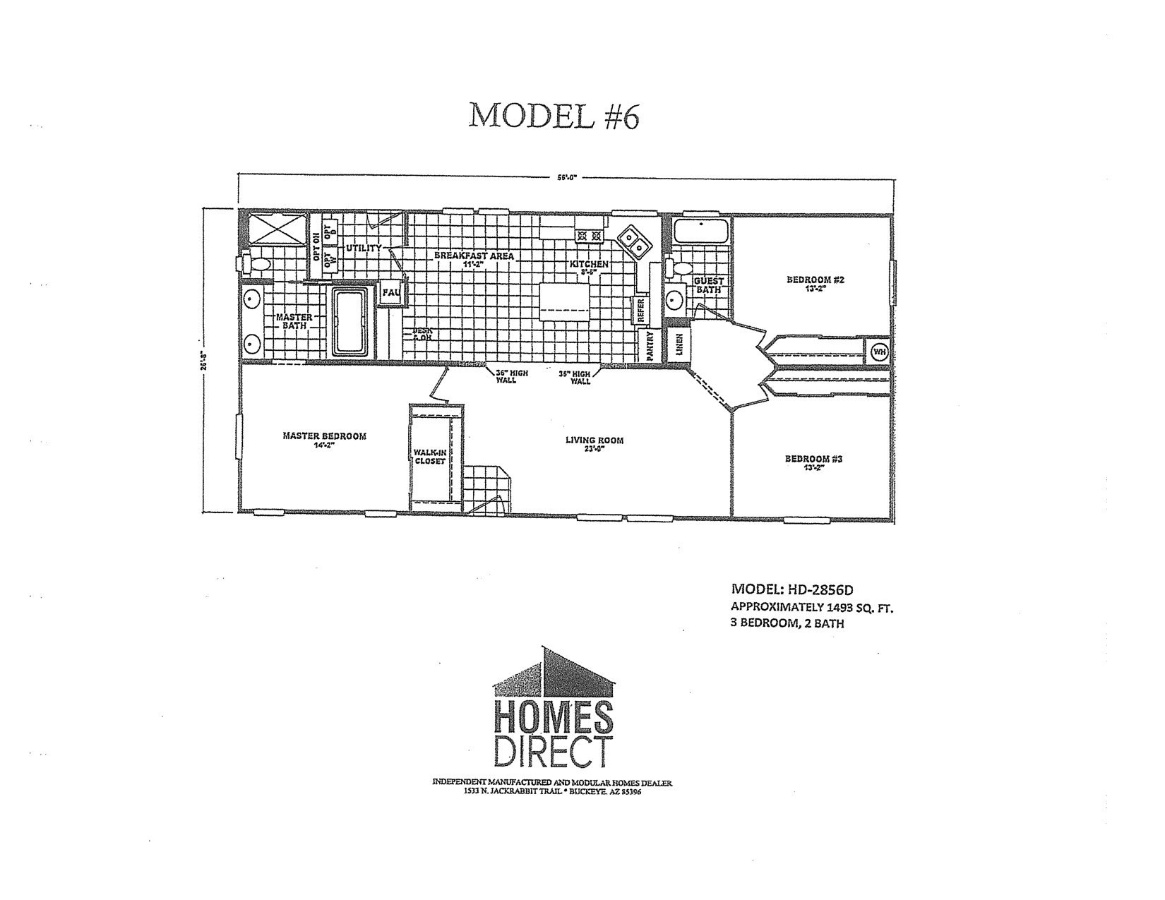 Homes Direct Modular Homes - Model HD2856D - Floorplan