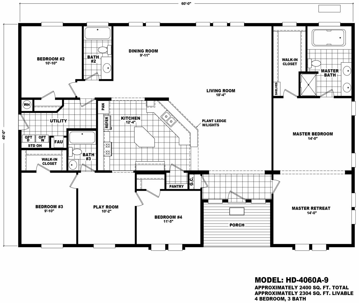 Homes Direct Modular Homes - Model HD4060A - Floorplan