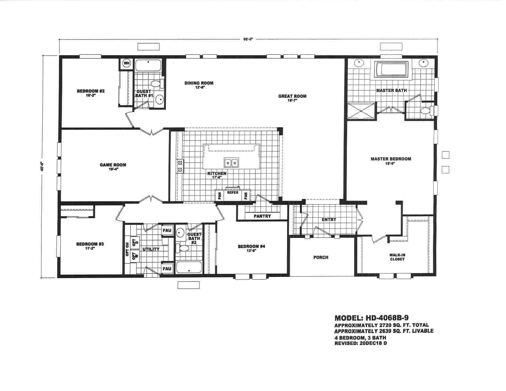 Homes Direct Modular Homes - Model HD4068B - Floorplan