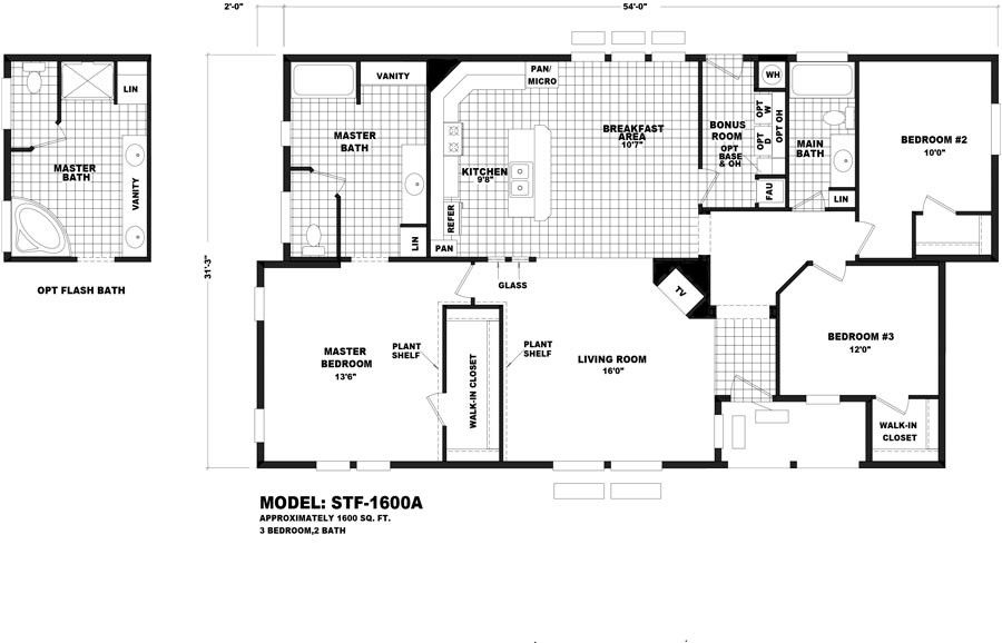 Homes Direct Modular Homes - Model STF-1600A - Floorplan
