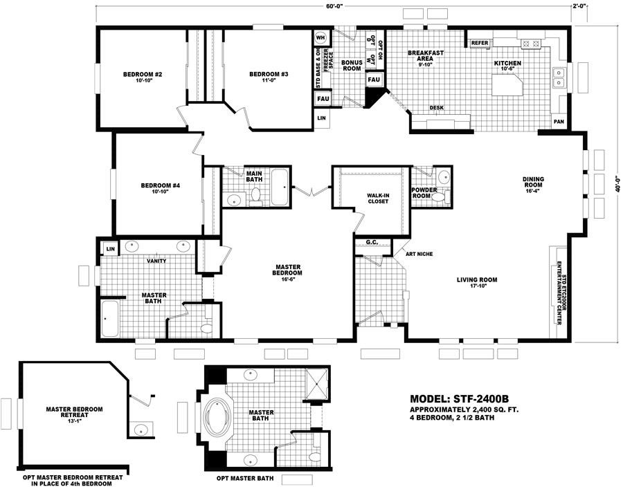 Homes Direct Modular Homes - Model STF-2400B - Floorplan