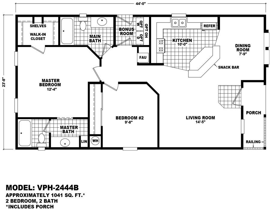 Homes Direct Modular Homes - Model VPH-2444B - Floorplan
