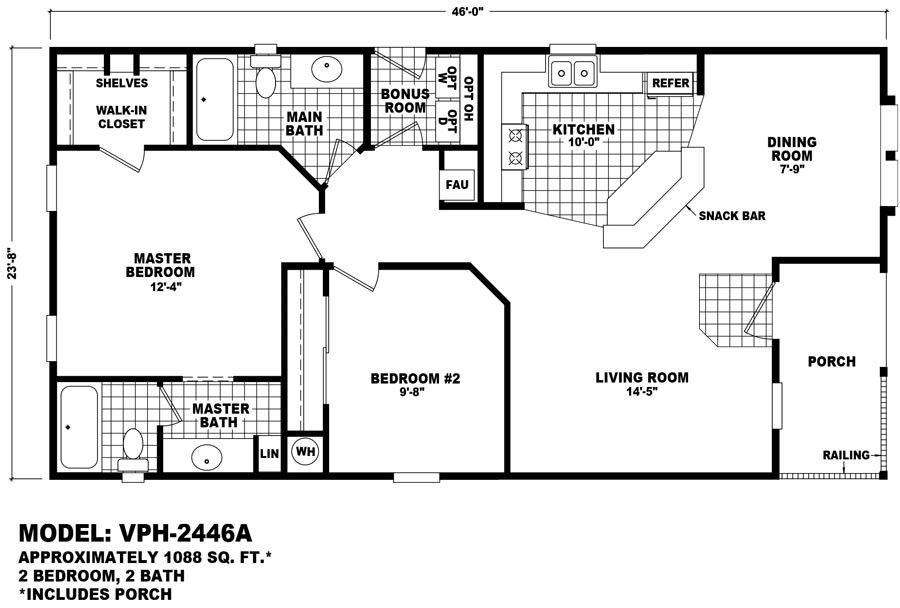 Homes Direct Modular Homes - Model VPH-2446A - Floorplan