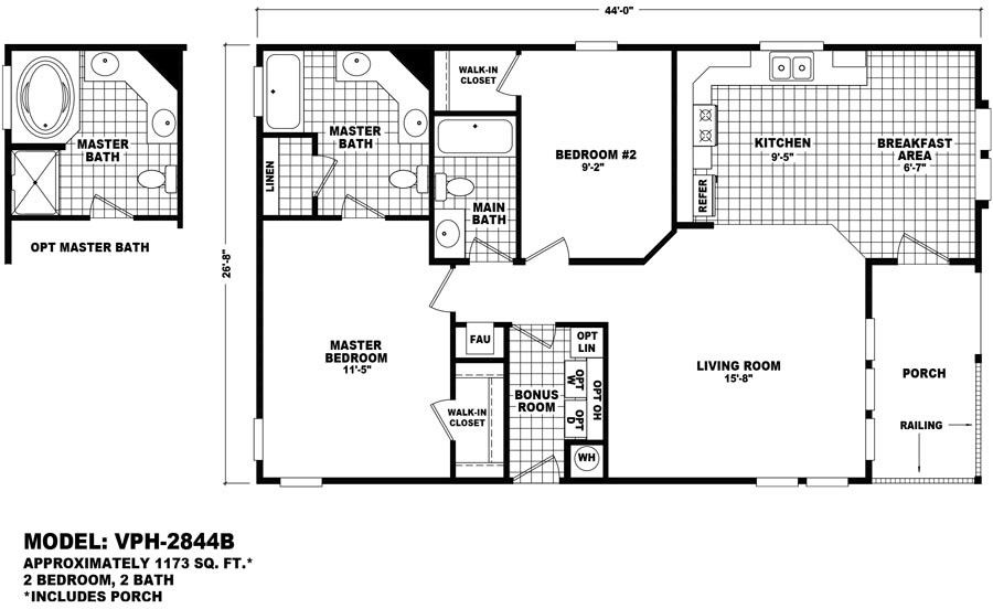 Homes Direct Modular Homes - Model VPH-2844B - Floorplan