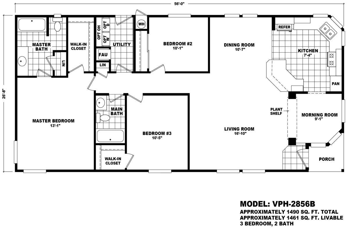Homes Direct Modular Homes - Model VPH-2856B - Floorplan