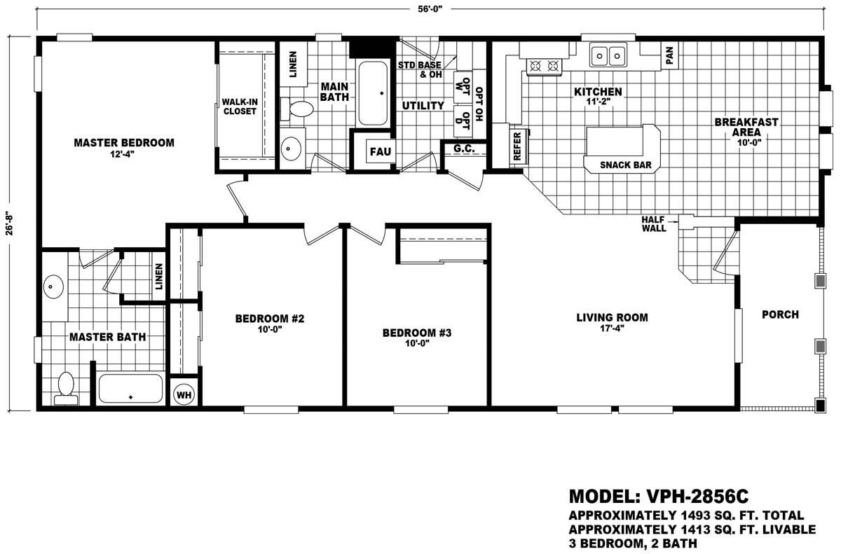 Homes Direct Modular Homes - Model VPH-2856C - Floorplan