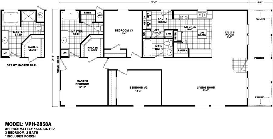 Homes Direct Modular Homes - Model VPH-2858A - Floorplan