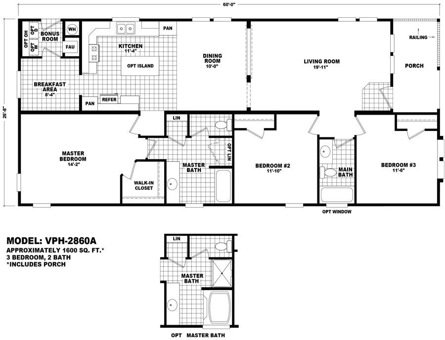 Homes Direct Modular Homes - Model VPH-2860A - Floorplan