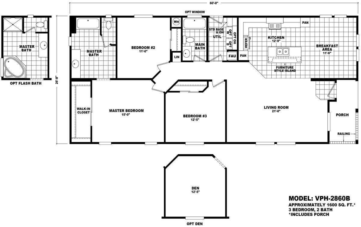 Homes Direct Modular Homes - Model VPH-2860B - Floorplan