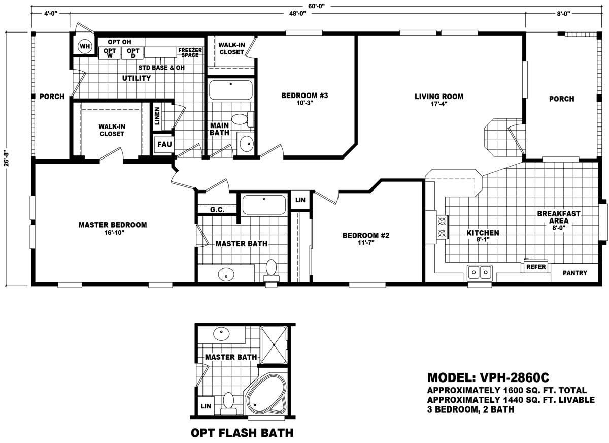 Homes Direct Modular Homes - Model VPH-2860C - Floorplan