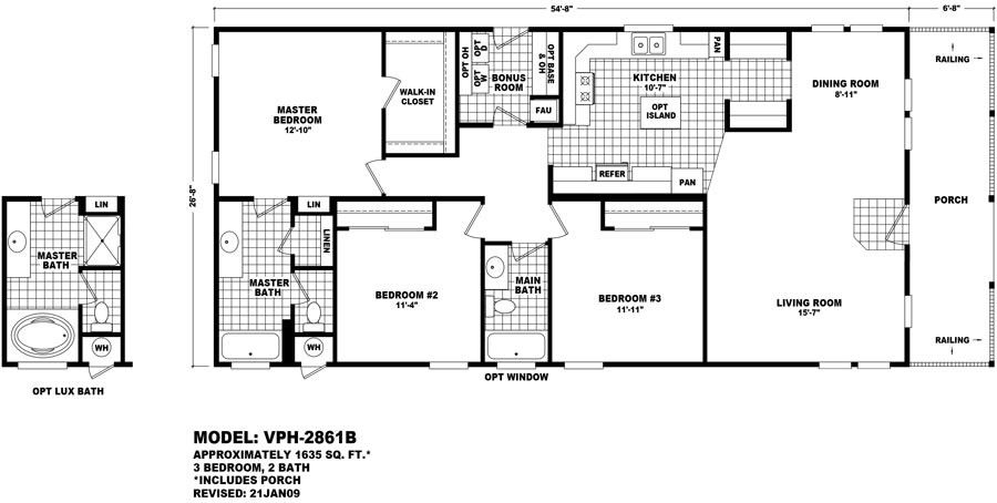 Homes Direct Modular Homes - Model VPH-2861B - Floorplan