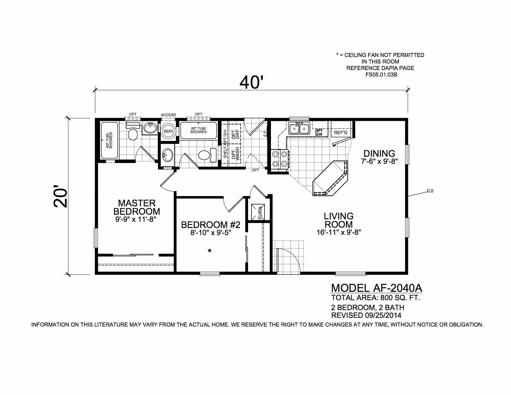 Homes Direct Modular Homes - Model AF2040A - Floorplan