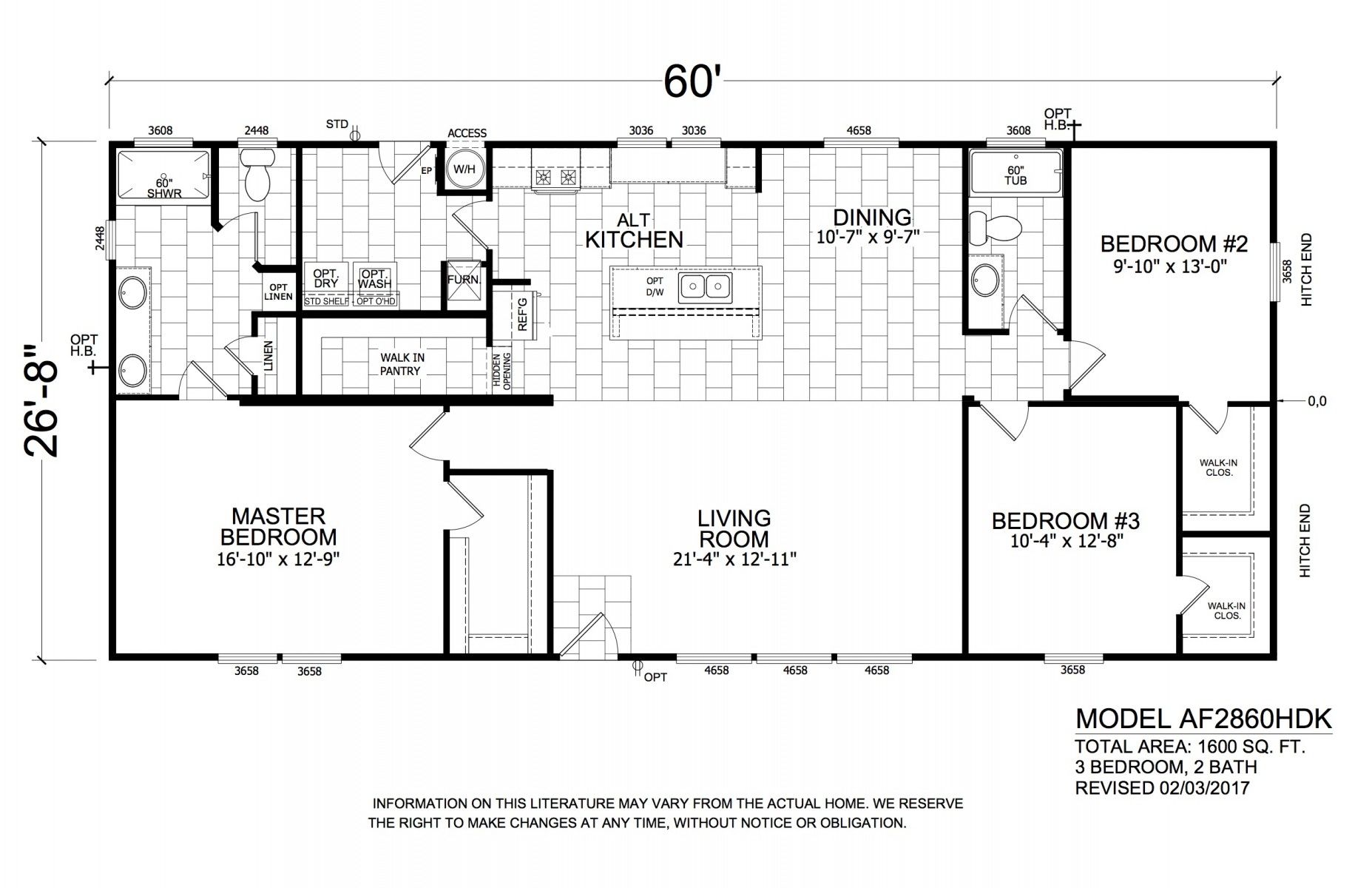 Homes Direct Modular Homes - Model HD2860K - Floorplan