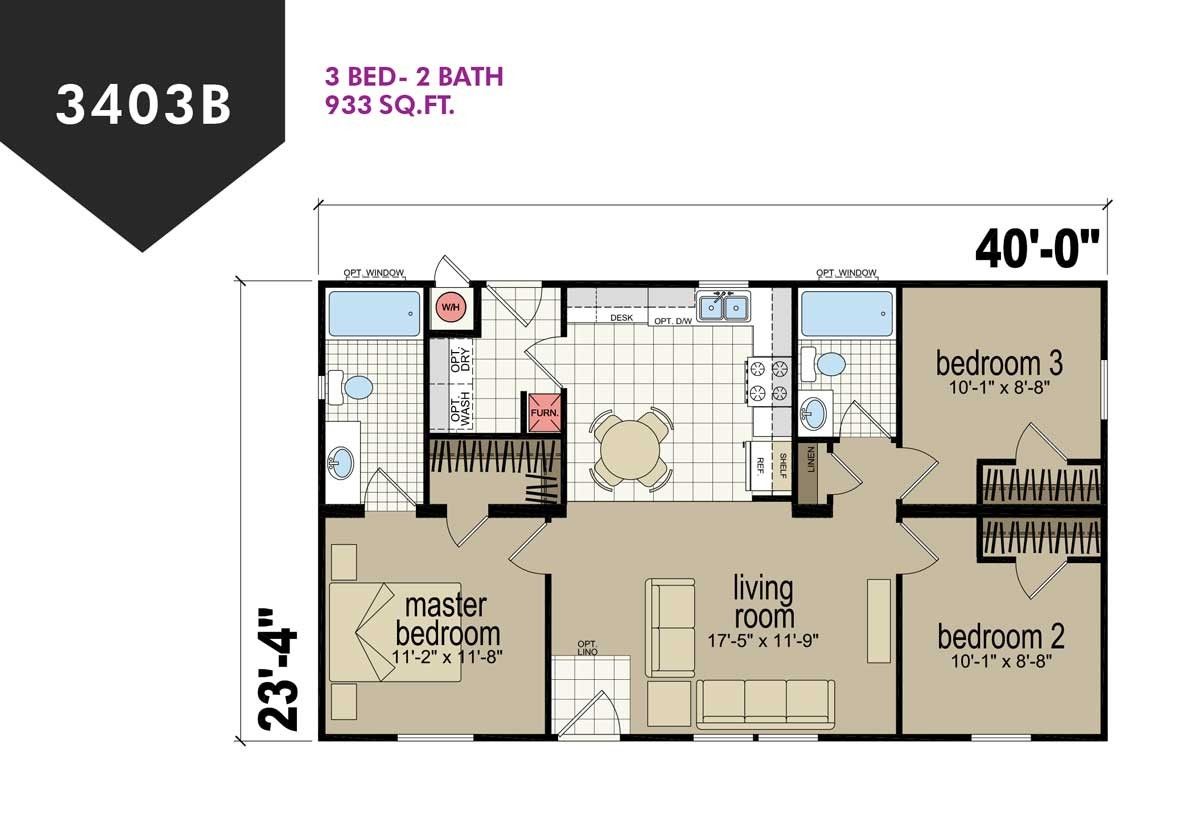 Homes Direct Modular Homes - Model CM3403B - Floorplan