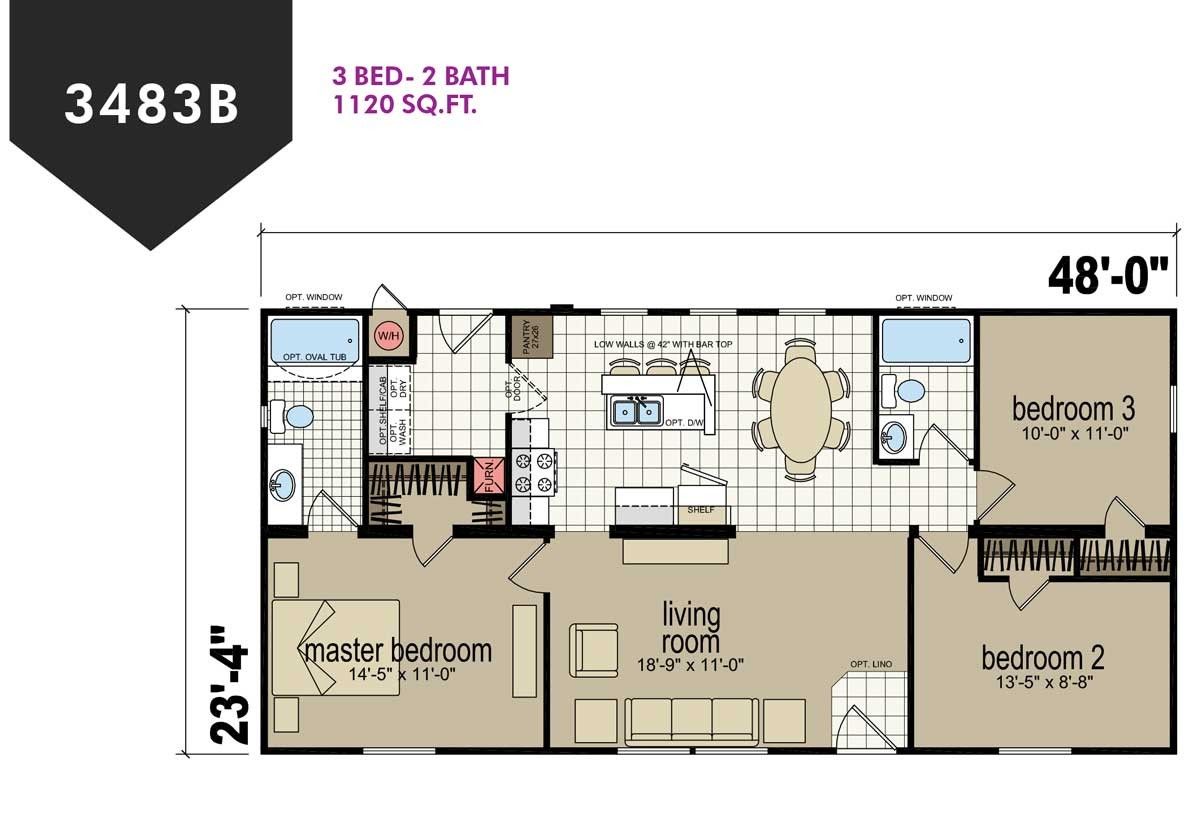 Homes Direct Modular Homes - Model CM3483B - Floorplan