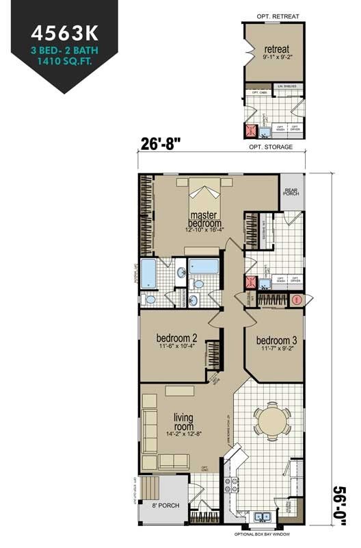Homes Direct Modular Homes - Model CM4563K - Floorplan
