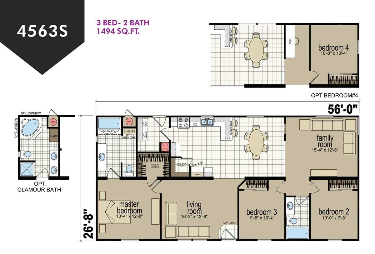 Homes Direct Modular Homes - Model CM4563S - Floorplan