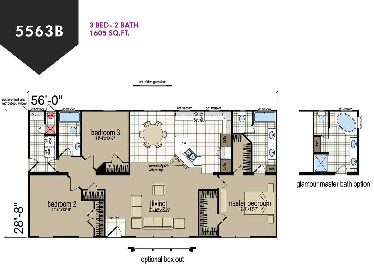 Homes Direct Modular Homes - Model CM5563B - Floorplan