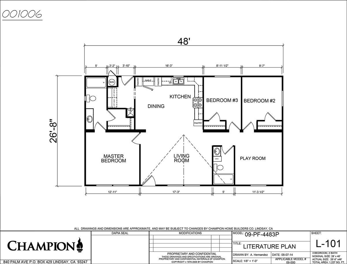 Champion California 3 Bedroom Manufactured Home Price