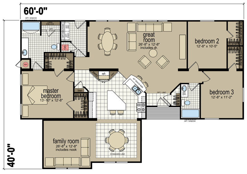 Homes Direct Modular Homes - Model CM7623U - Floorplan