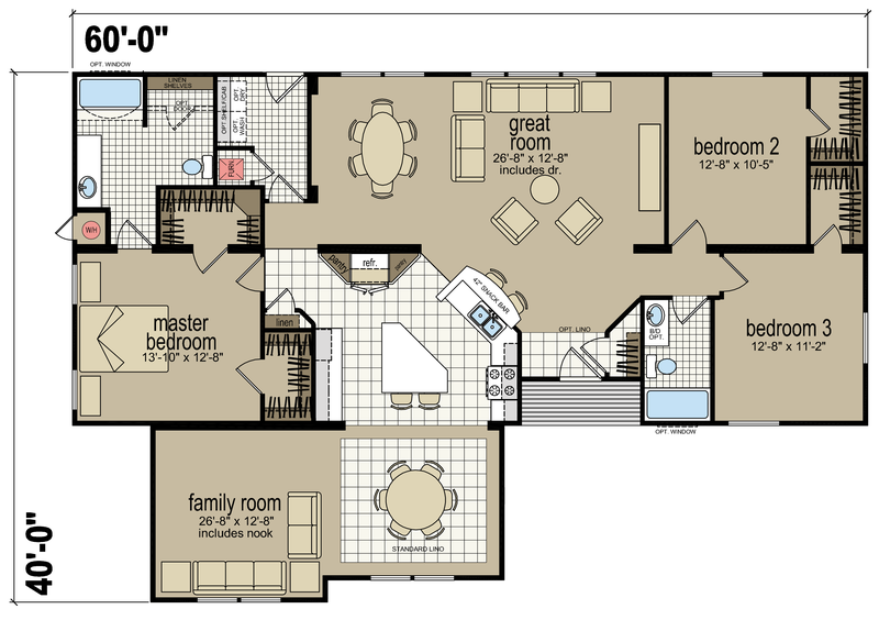 Champion (Lindsay, CA) 3 Bedroom Manufactured Home CM7623U