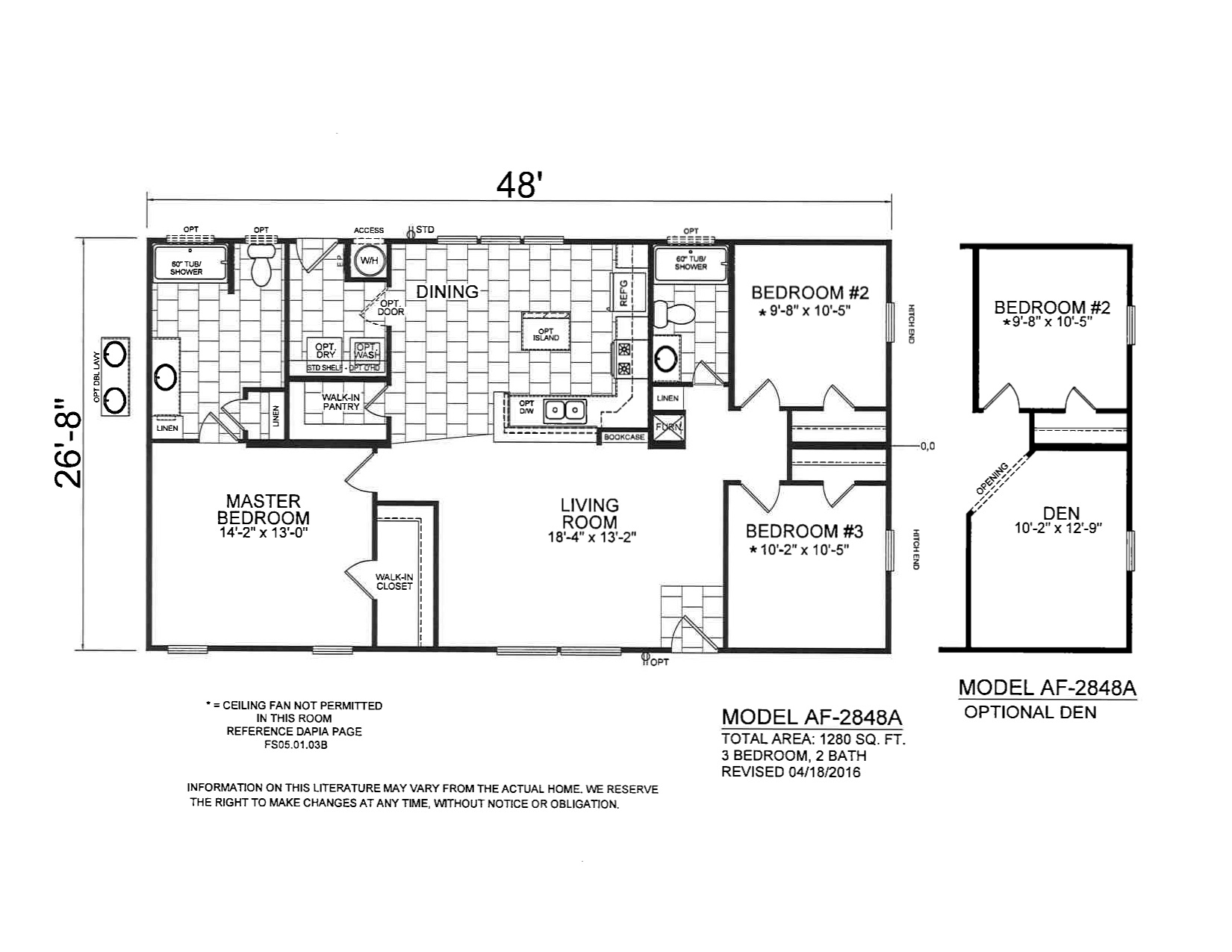 Homes Direct Modular Homes - Model AF2848A - Floorplan