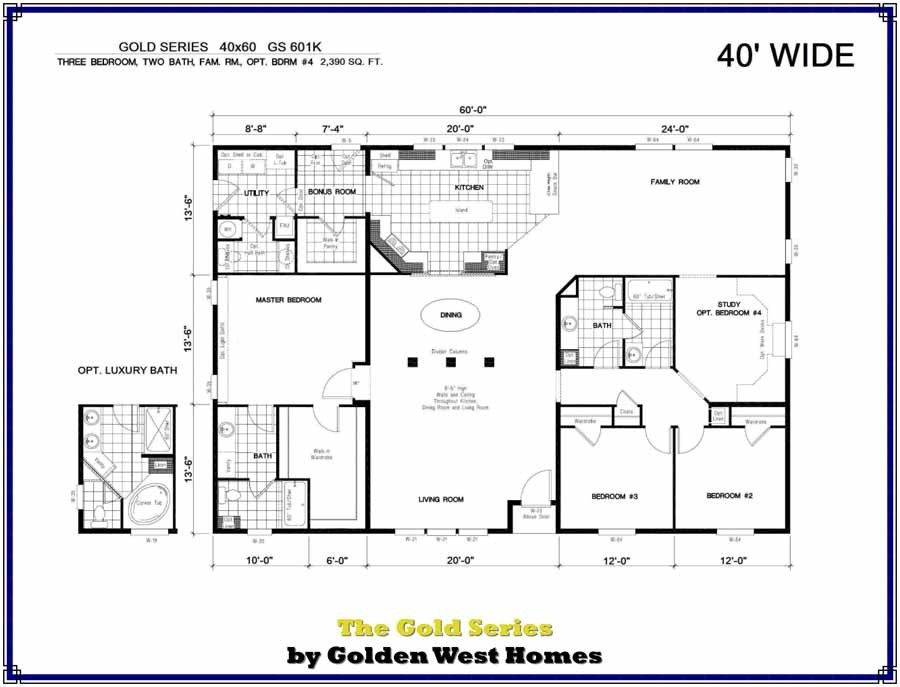 Golden Series 601K 4+ Bed / 3 Bath / 2390 Sqft Affordable Golden Series 601K 4+ Bed / 3 Bath / 2390 Sqft Affordable