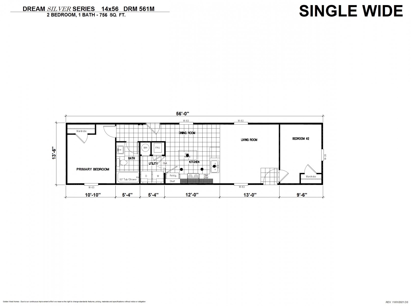 Homes Direct Modular Homes - Model DRM561M - Floorplan