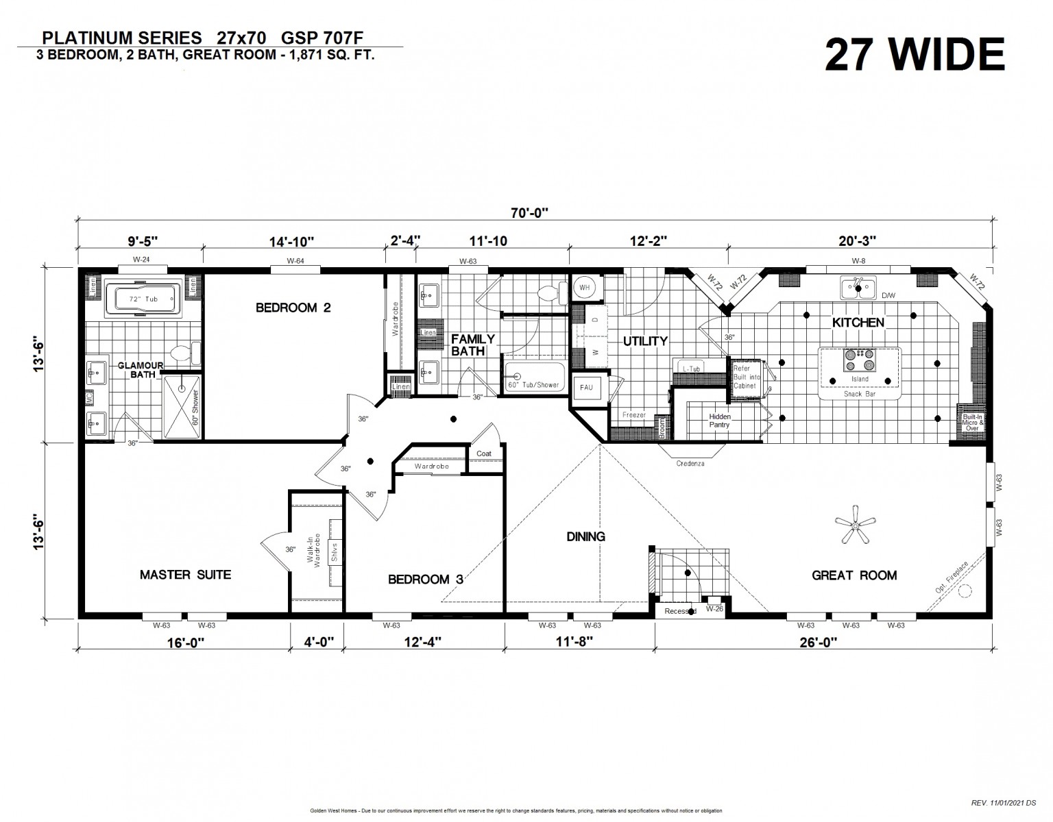 Homes Direct Modular Homes - Model GSP707F - Floorplan