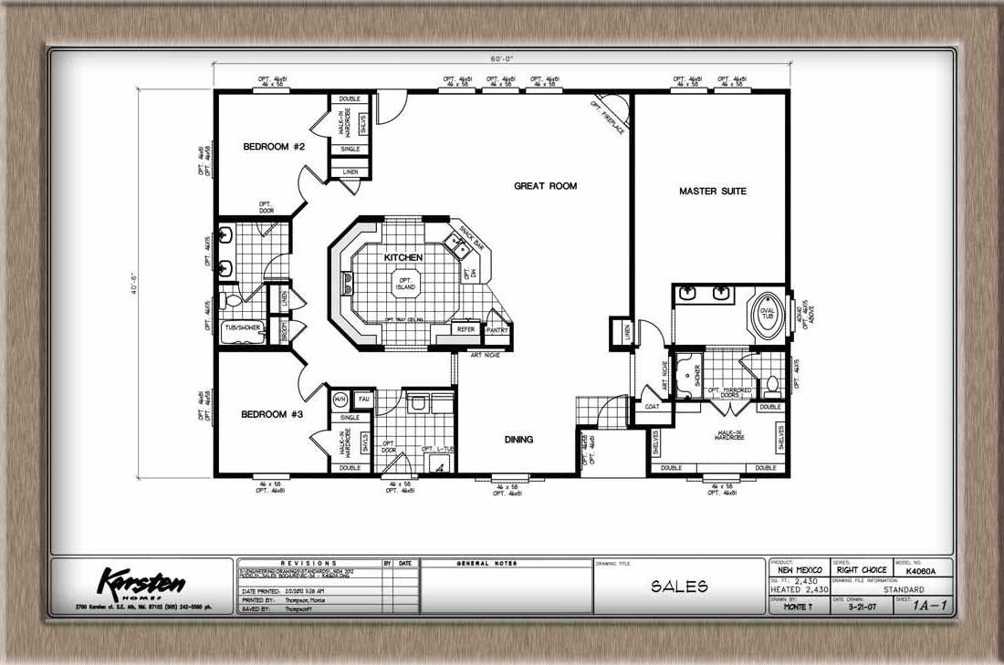 Homes Direct Modular Homes - Model K4060A - Floorplan