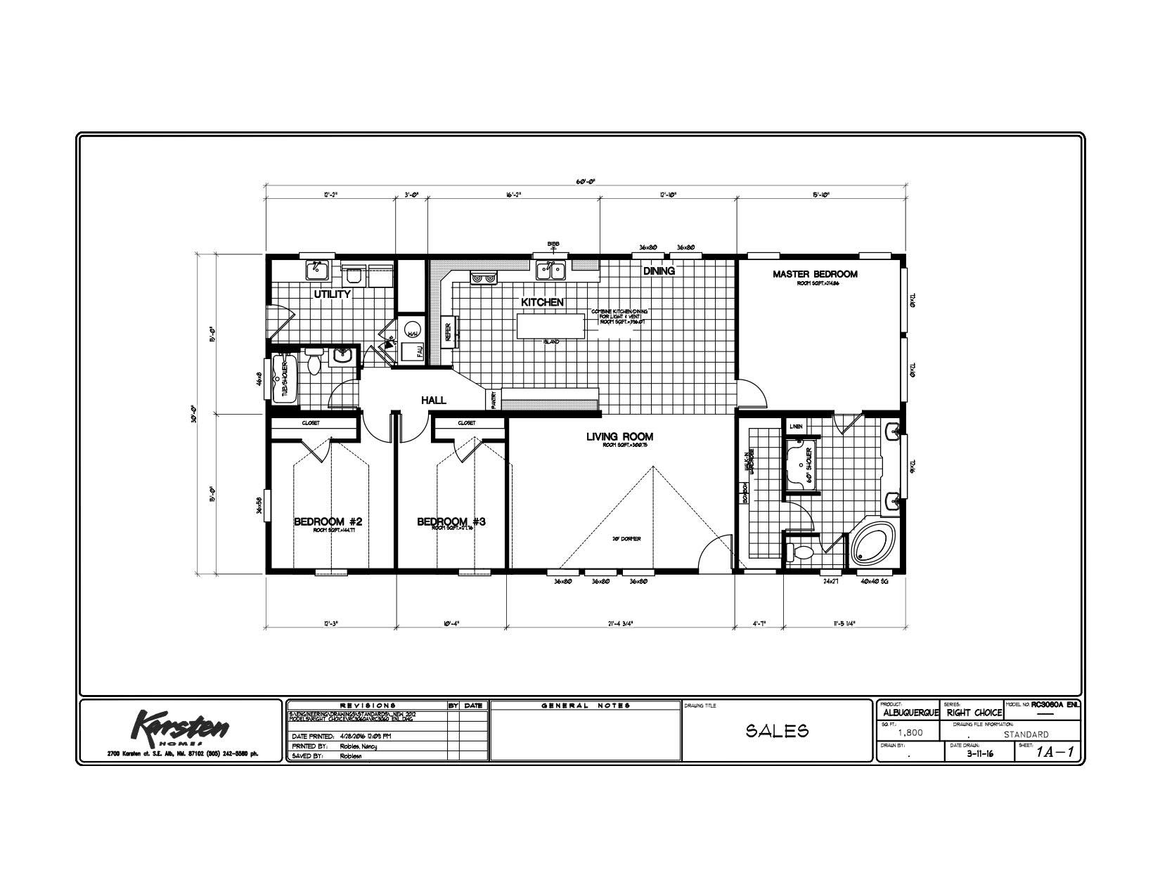Homes Direct Modular Homes - Model RC3060ENL - Floorplan