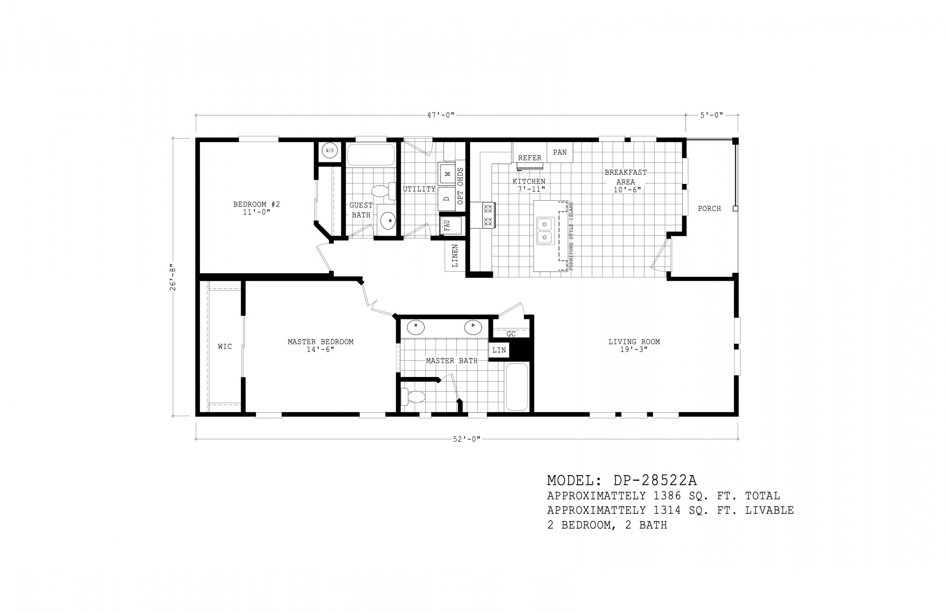 Homes Direct Modular Homes - Model DP28522A - Floorplan