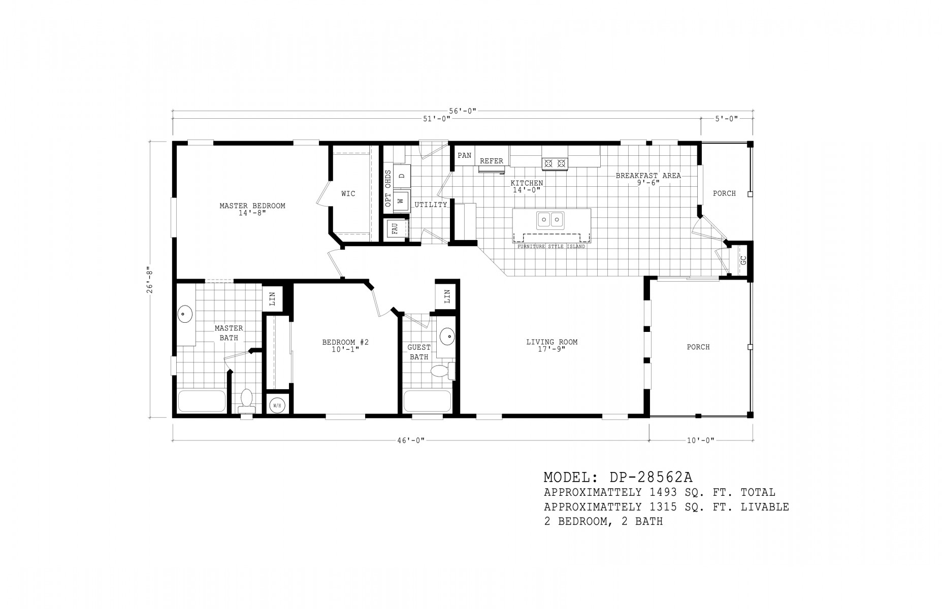 Homes Direct Modular Homes - Model DP28562A - Floorplan