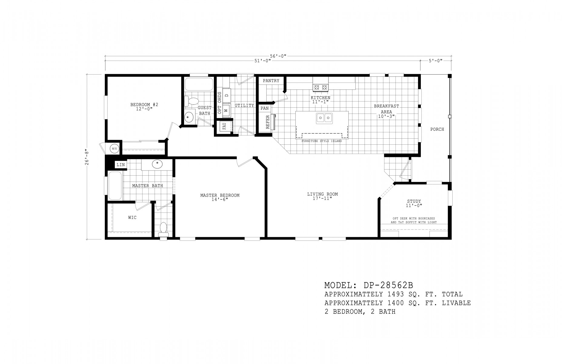 Homes Direct Modular Homes - Model DP28562B - Floorplan