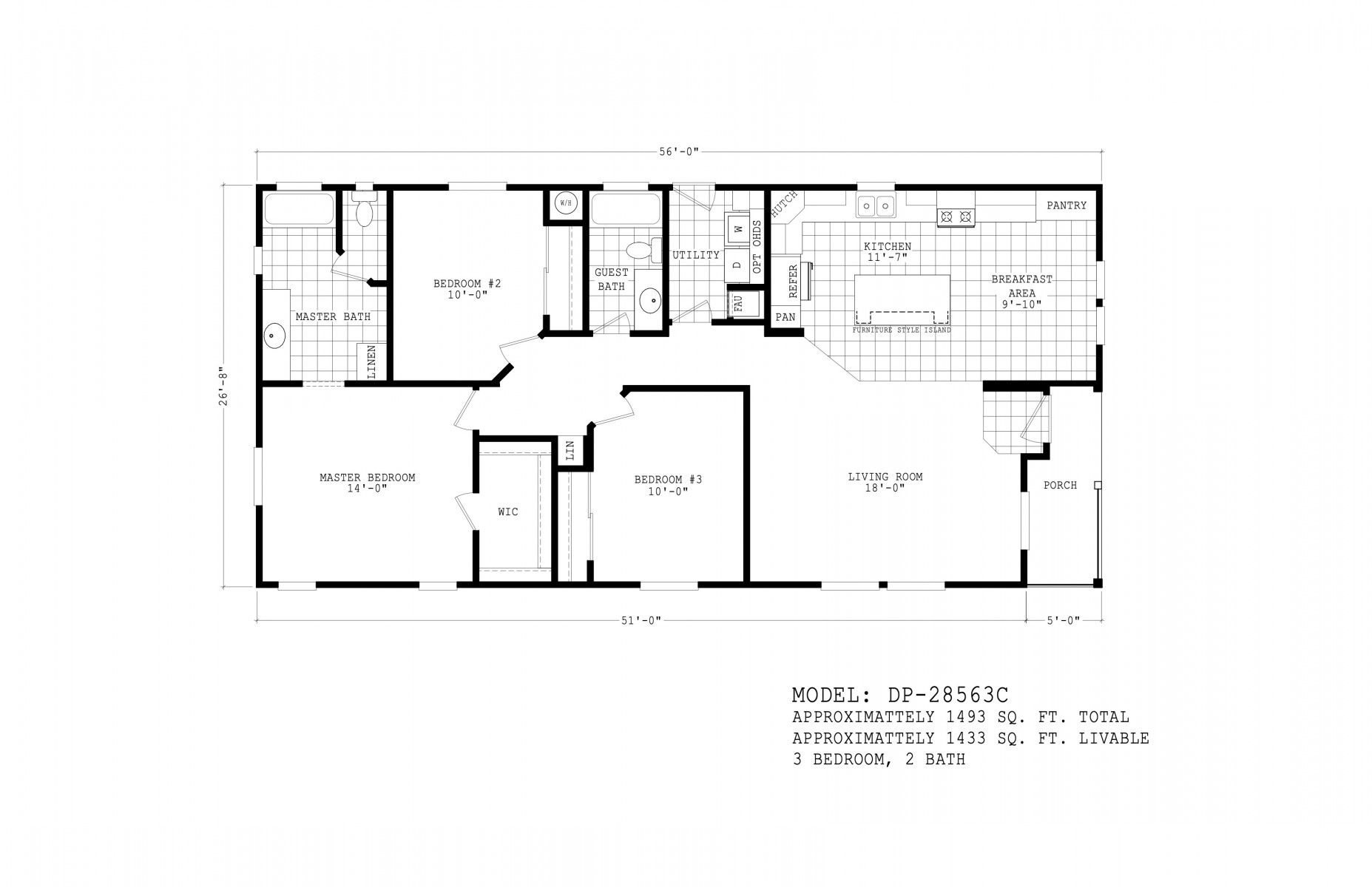 Homes Direct Modular Homes - Model DP28563C - Floorplan