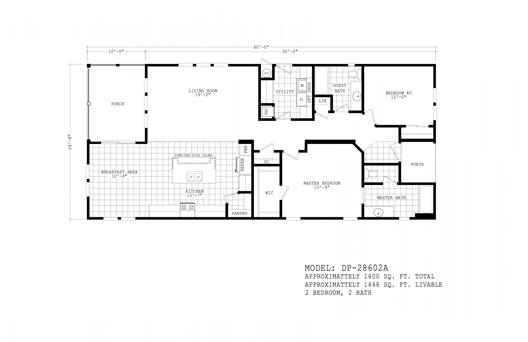 Homes Direct Modular Homes - Model DP28602A - Floorplan