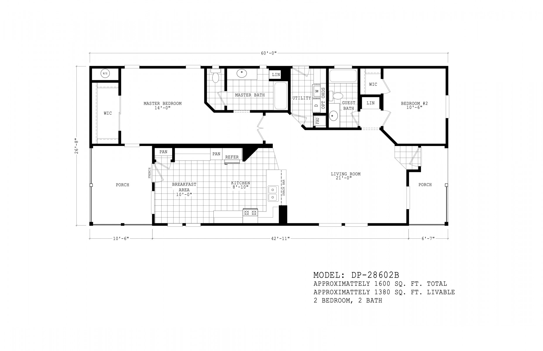 Homes Direct Modular Homes - Model DP28602B - Floorplan